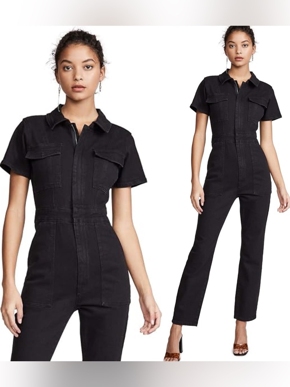 nwt GOOD AMERICAN Black Denim JUMPSUIT Medium/2 new boho hippie